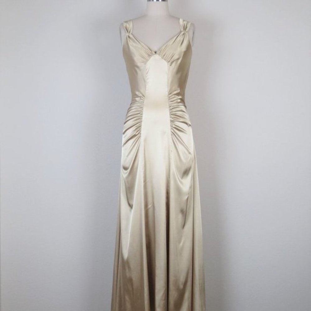 Gold satin formal dress, prom size small